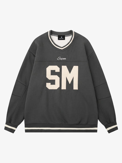 Appliqué Logo V-Neck Sweatshirt