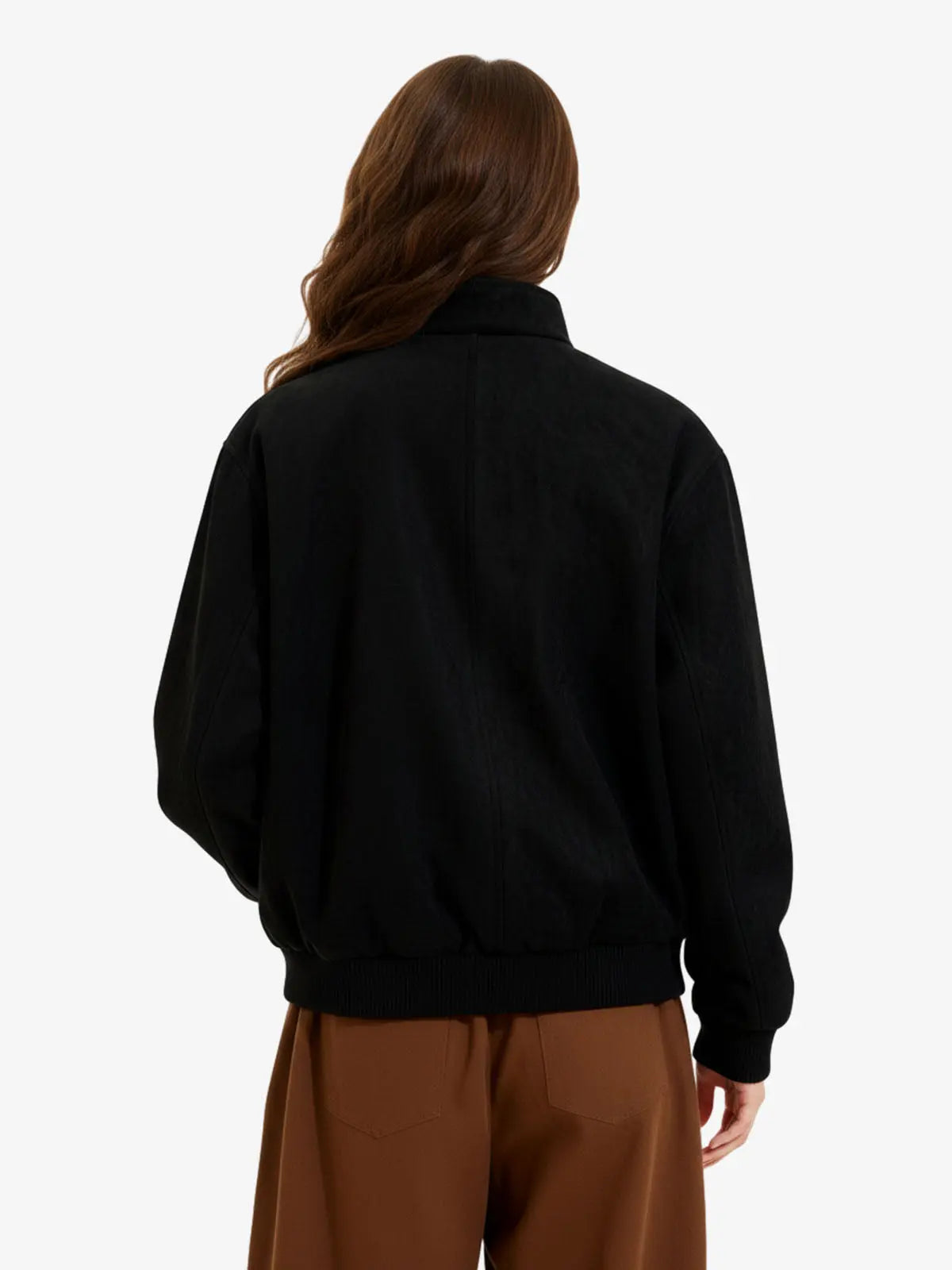 Vintage Stand Collar Metal Button-Structured Bomber Jacket 
