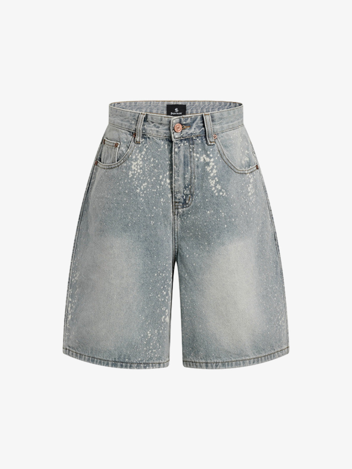 Splatter Washed Denim Shorts