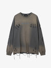 Gradient Washed Ripped Casual Sweatshirt