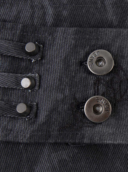 Thesupermade Metallic Studded Embroidery Belt Mini Skirt