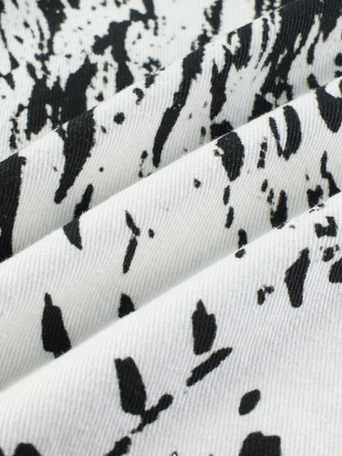 Abstract Print Wide-Leg Trousers – High-Waisted Cotton Blend Pants