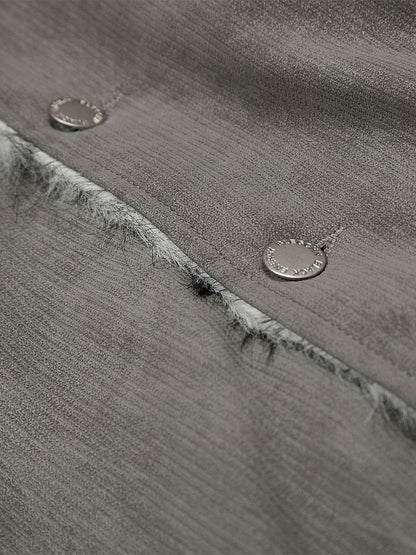 Vintage Dual-layer Collar Fleece-lined Zipper Jacket 