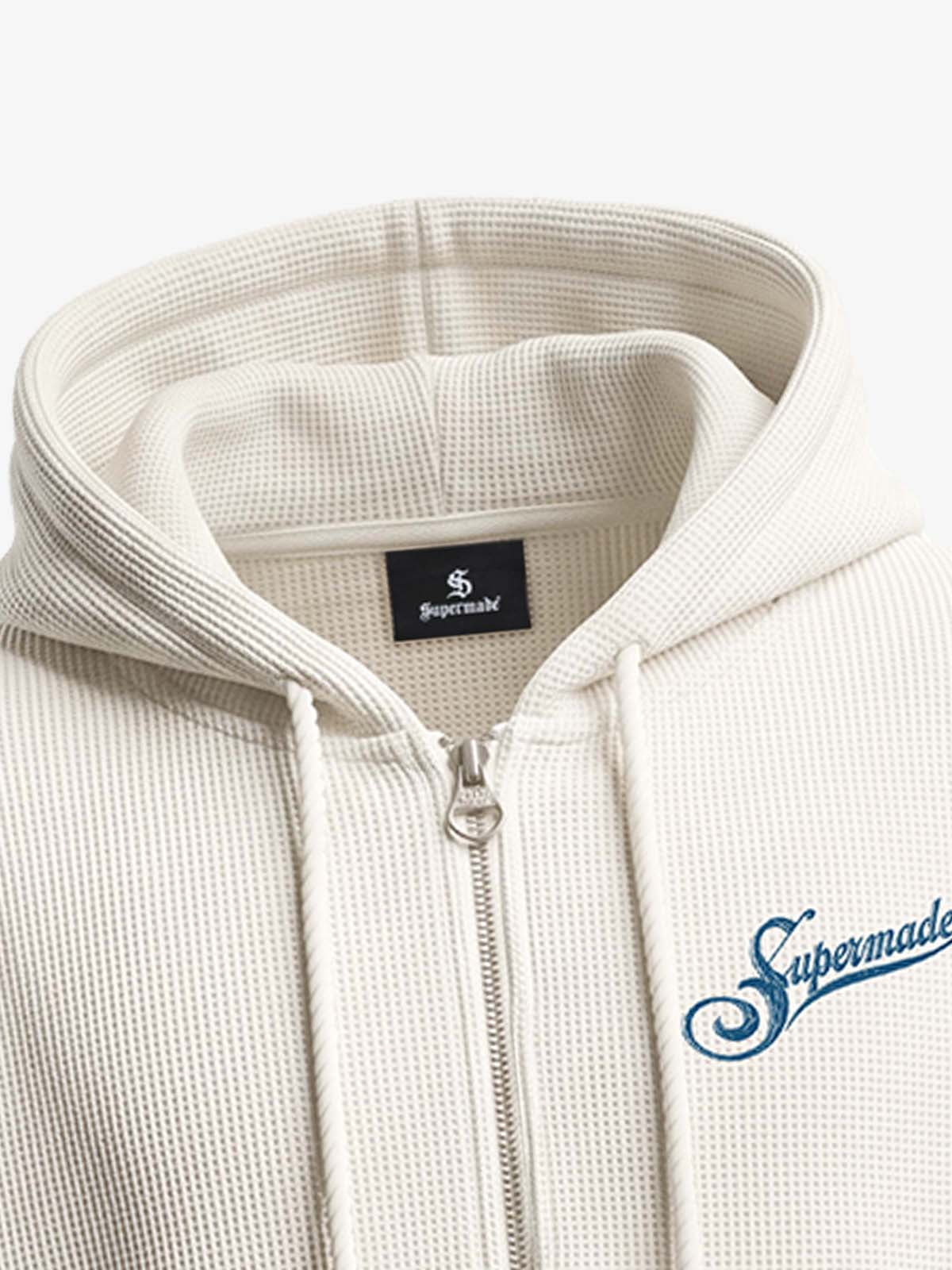 Waffle Knit Hooded Sweatshirt