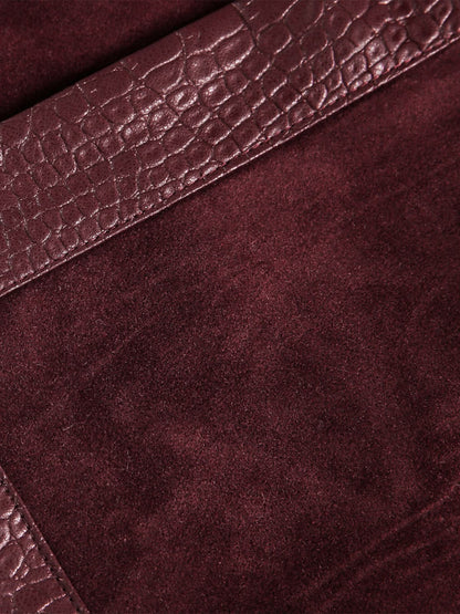 Vintage Suede PU Leather Collar Zip Up Jacket 