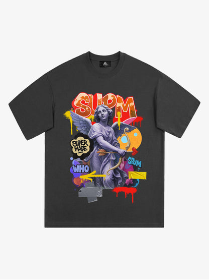 Retro Angel Statue Graffiti T-Shirt 