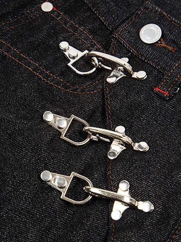 Airplane Buckle Curved Jeans