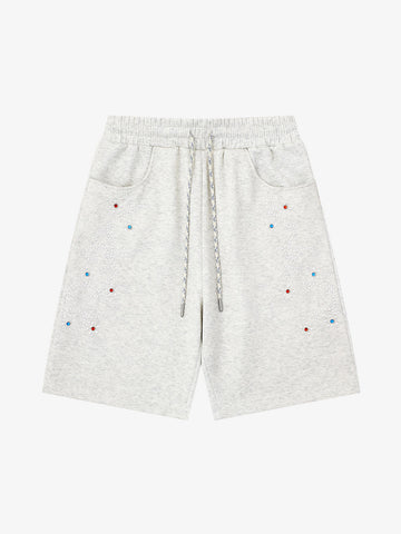 Rhinestone Graphic Knit Shorts 