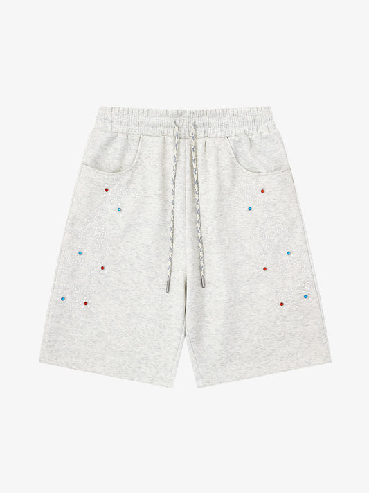 Rhinestone Graphic Knit Shorts 