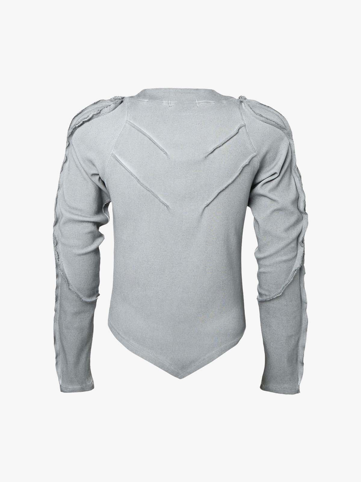 Vintage Washed Sculpted Seam Ribbed Long Sleeve T-Shirt - 2624 