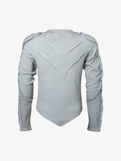 Vintage Washed Sculpted Seam Ribbed Long Sleeve T-Shirt - 2624 