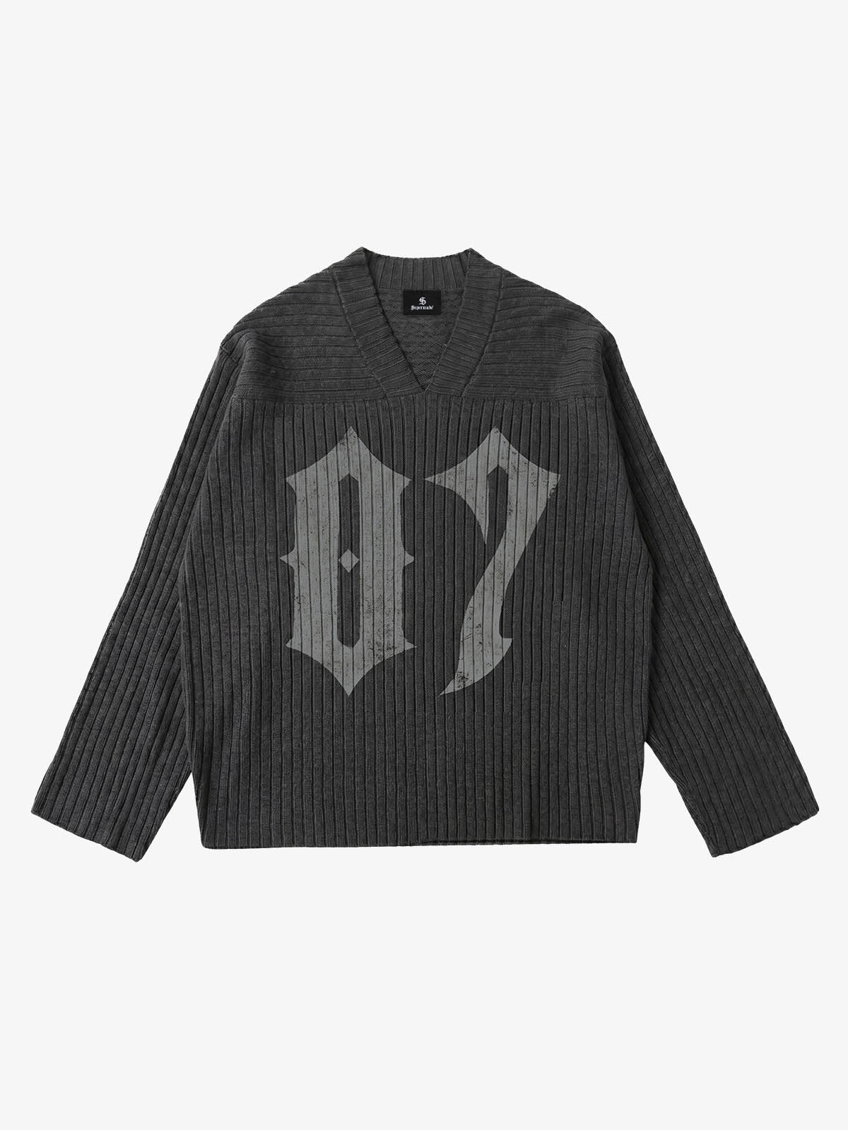 Gothic Distressed V-Neck Sweater