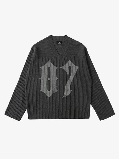Gothic Distressed V-Neck Sweater