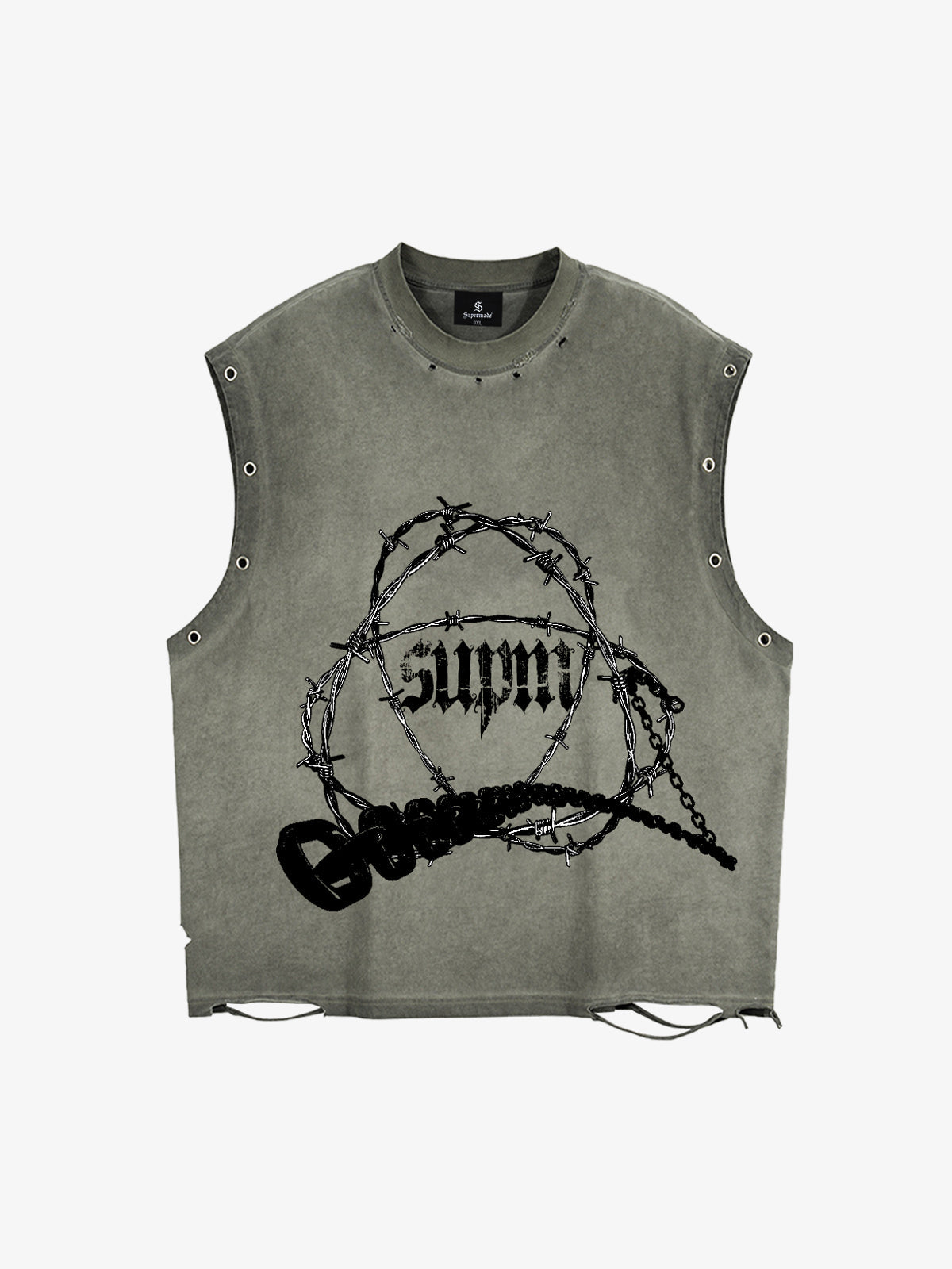 Barbed Wire Chain Graphic Sleeveless Vest 