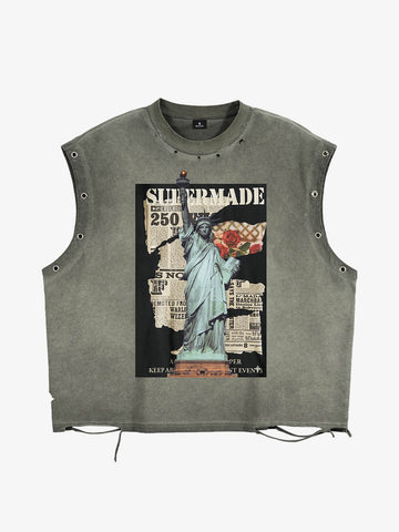 Vintage Liberty Newspaper Sleeveless T-Shirt 