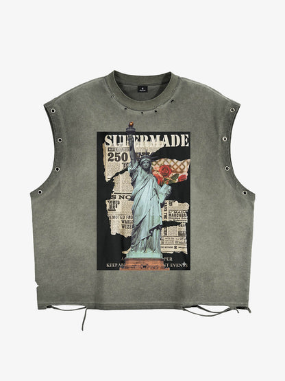 Vintage Liberty Newspaper Sleeveless T-Shirt 
