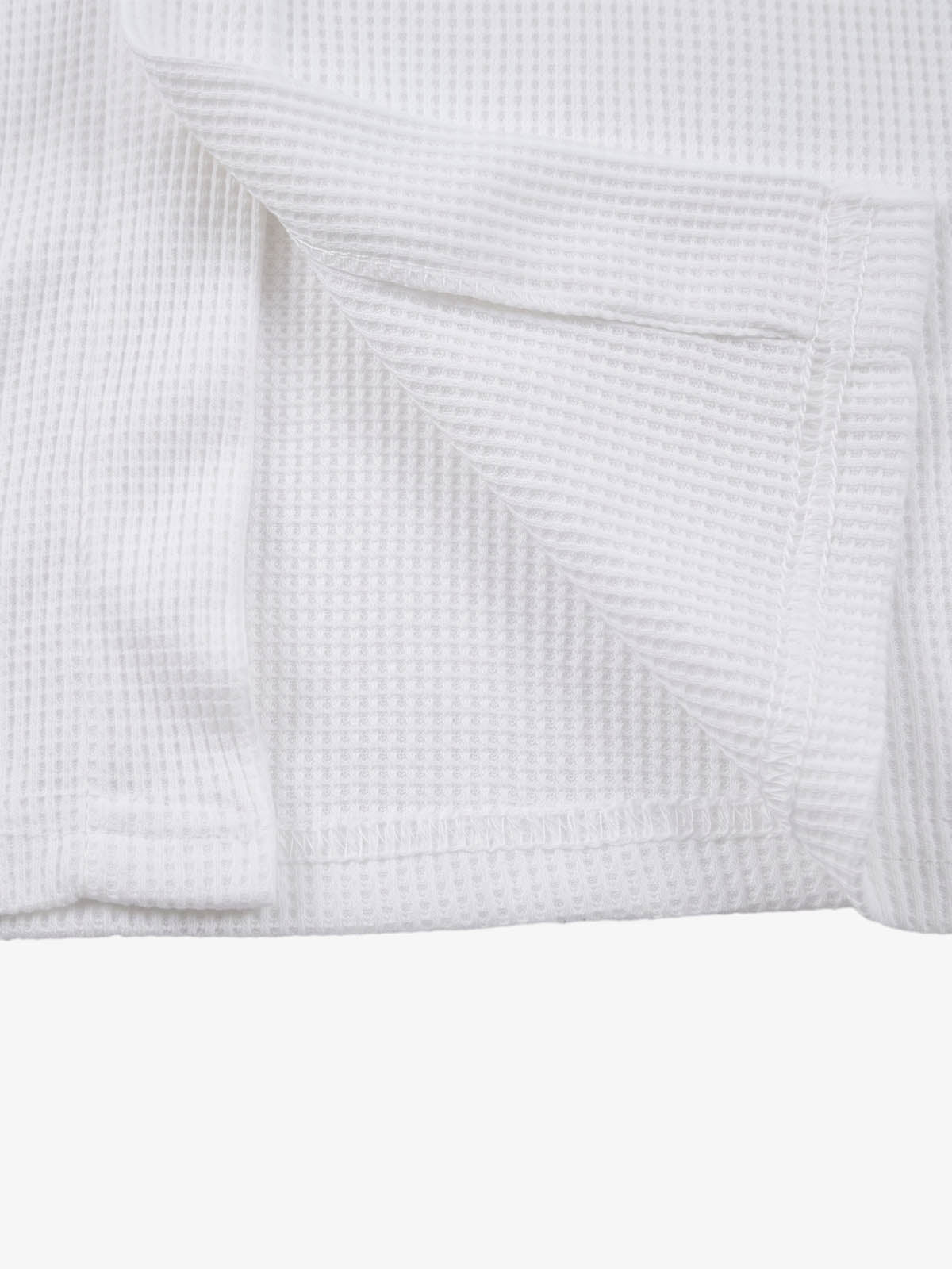 Plaid Scarf Sleeve Waffle Shirt with Letter Embroidery