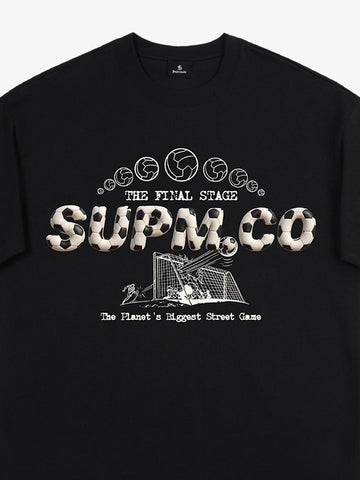 Cotton unisex solid short-sleeved T-shirt with a soccer collage logo and street football element print 