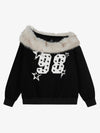 Off-Shoulder Fur Collar '98' Graphic Sweatshirt