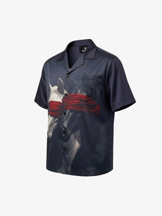 Red Blindfold Horse Hawaiian Shirt