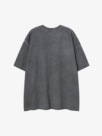 Acid Wash Figure Graphic Oversized T-Shirt