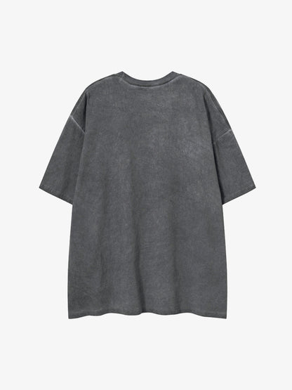 Acid Wash Figure Graphic Oversized T-Shirt