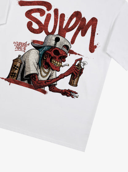 Street Trendy Skull Spray-Paint Graffiti Master T-Shirt 