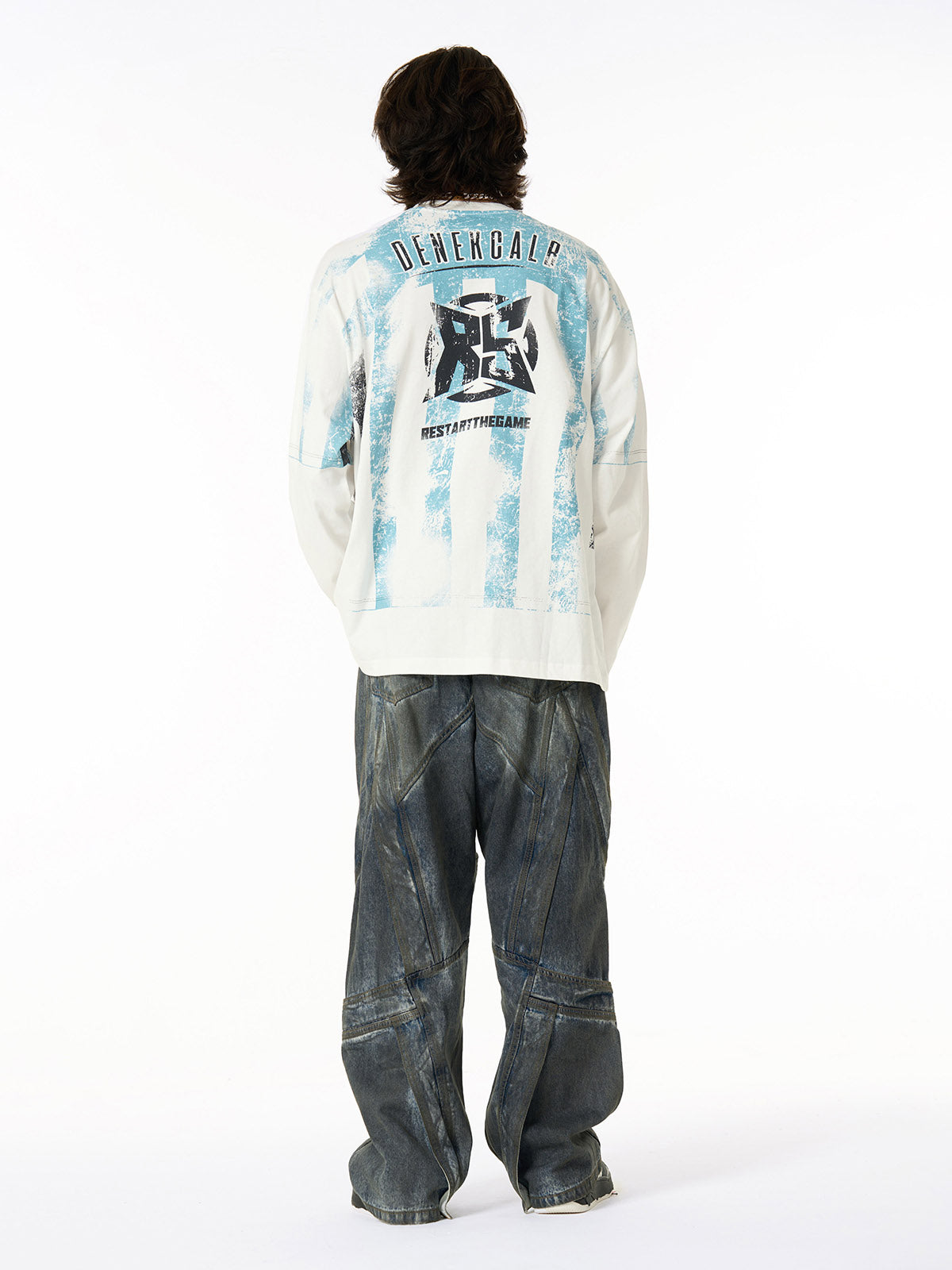 Vintage Washed Distressed Multi-Structure Patchwork Jeans 