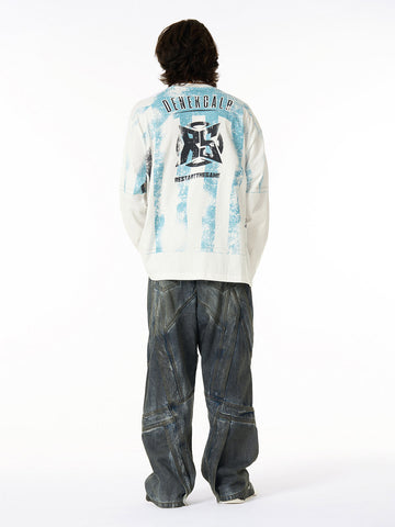 Vintage Washed Distressed Multi-Structure Patchwork Jeans 