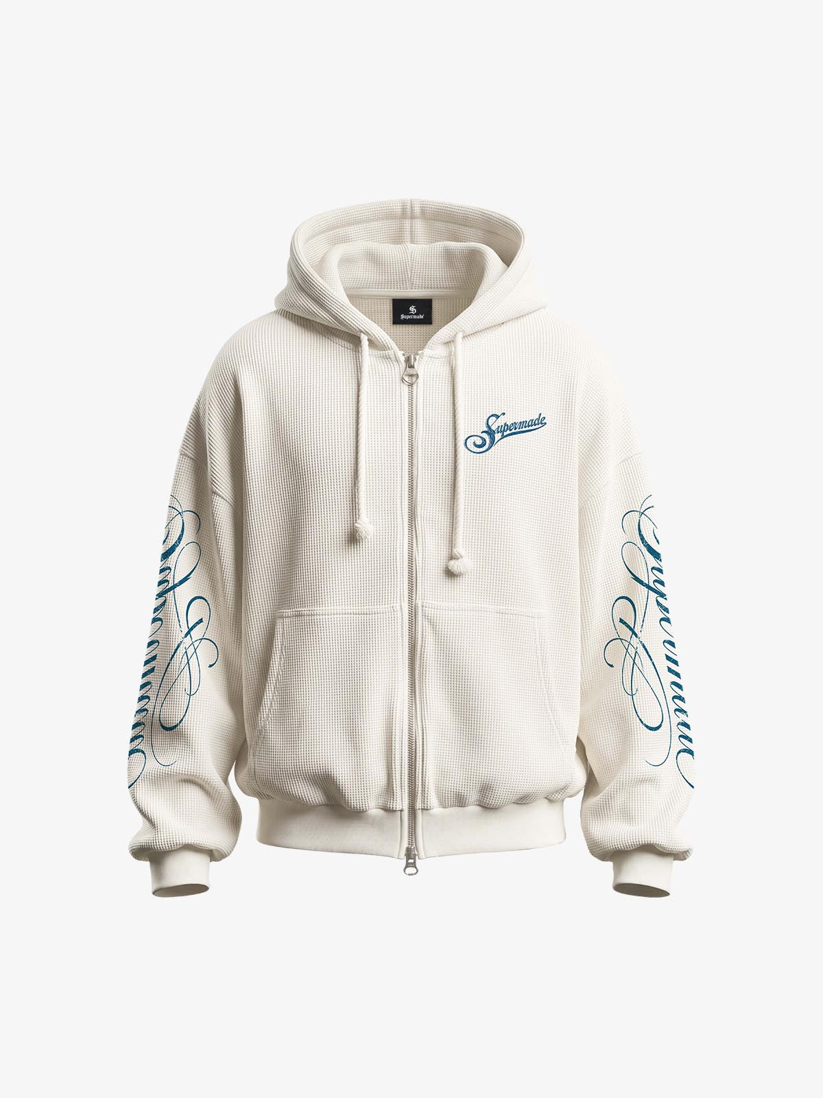 Waffle Knit Hooded Sweatshirt