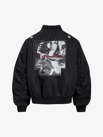 Vintage Graphic Star Embroidered Bomber Jacket 