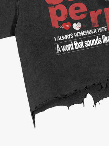 Raw Hem Graphic Crop Tee