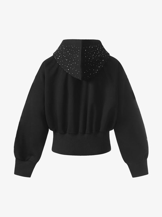 Rhinestone Sleeve Faux Fur Jacket
