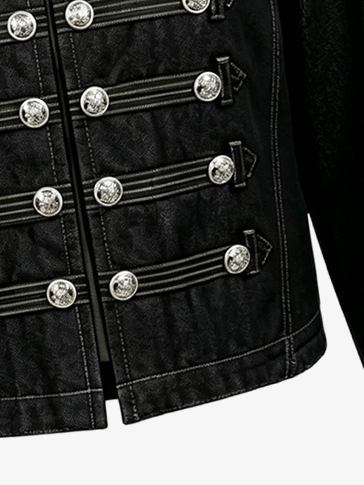Vintage Silver Button Military Denim Jacket