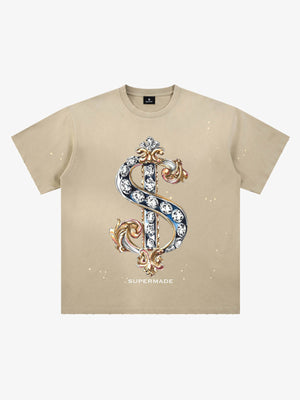 Vintage Rhinestone Dollar Graphic T-Shirt 