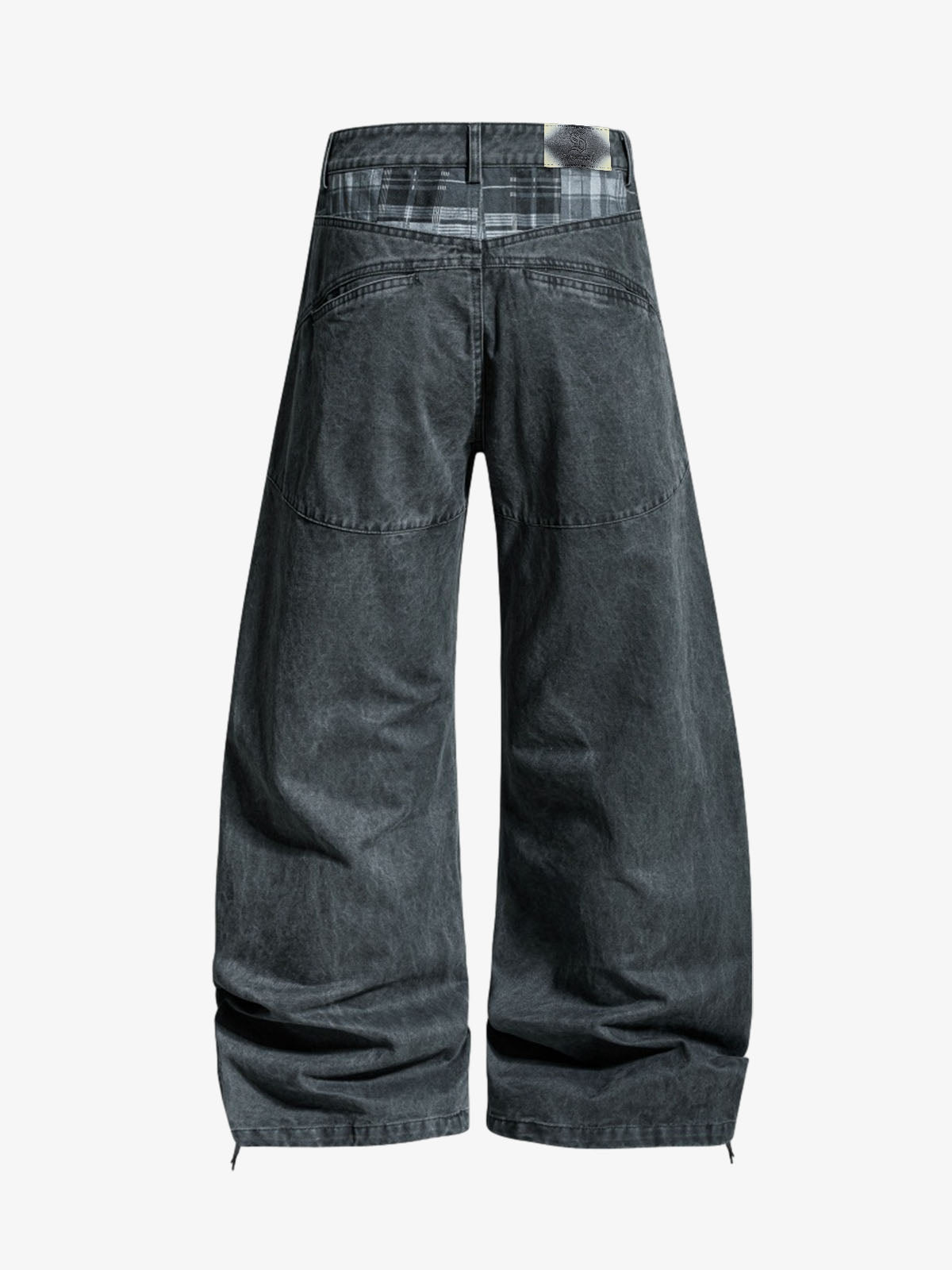 Drawstring Cuffs Curved Pleated Pants