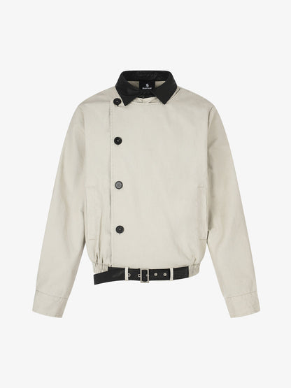 Thesupermade Distressed Asymmetrical Placket Boxy Fit Workwear Jacket