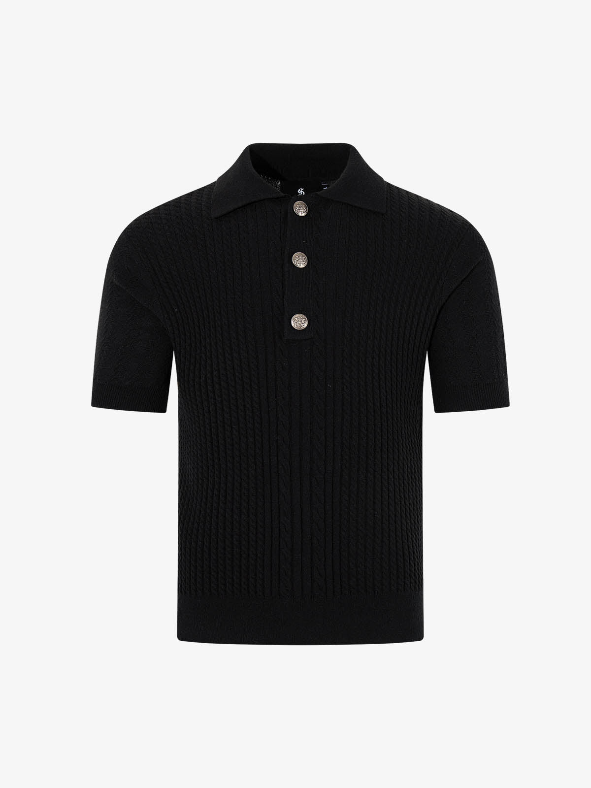 Vintage Cable Knit Polo Shirt 