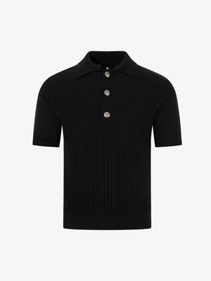 Vintage Cable Knit Polo Shirt 