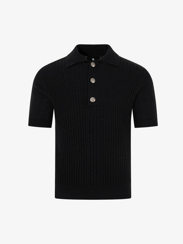 Vintage Cable Knit Polo Shirt 