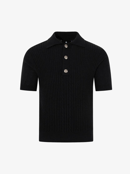 Vintage Cable Knit Polo Shirt 