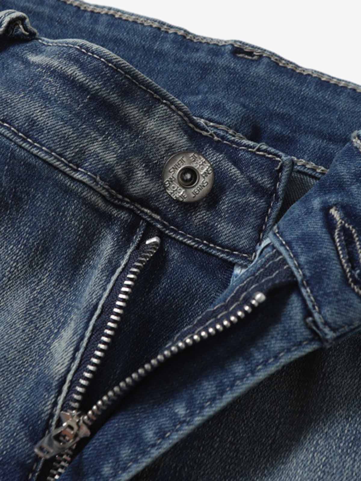 Washed Panel Seam Flare Jeans 