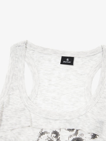 Thesupermade Pixelated Graphic Distressed Slim Tank Top