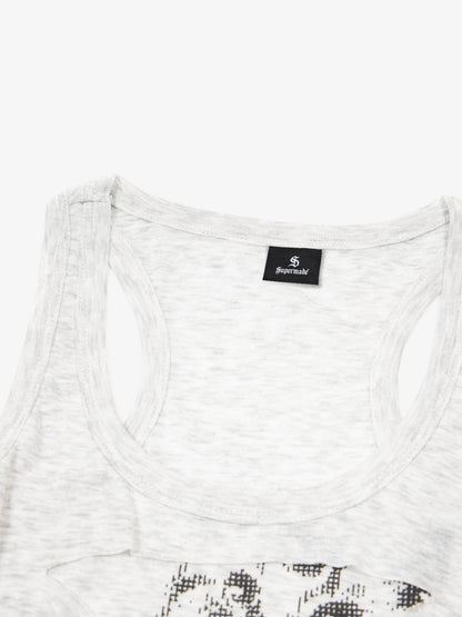 Thesupermade Pixelated Graphic Distressed Slim Tank Top