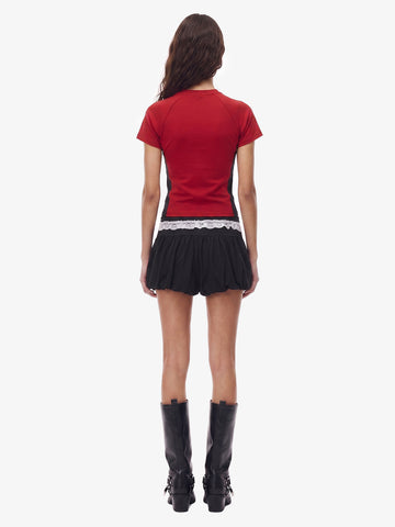 Lace Trim Bubble Casual Shorts