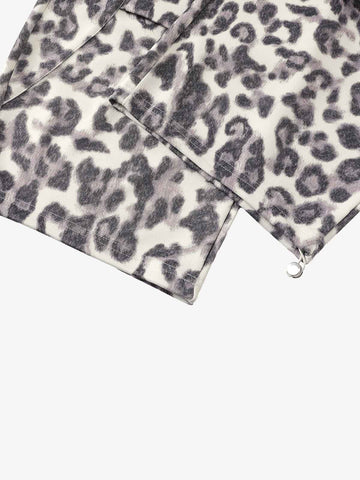 Leopard Print Pleated Drawstring Pants