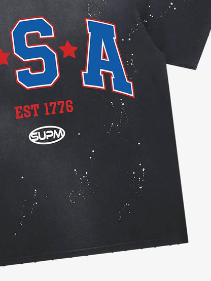 USA Graphic Splatter Washed T-Shirt
