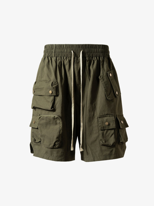 High-Waisted Olive Cargo Shorts