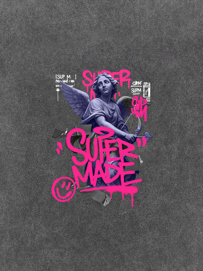 Street Pink Lucky Angel Graphic Design T-Shirt 