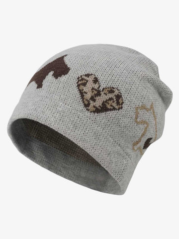 Leopard Heart & Dachshund Knit Beanie Hat 